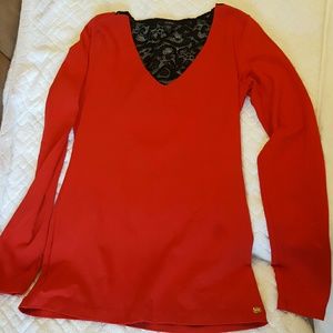 Long sleeve Black Lace Red Guess Blouse